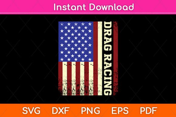 American Flag Drag Racing Graphics for Crafts