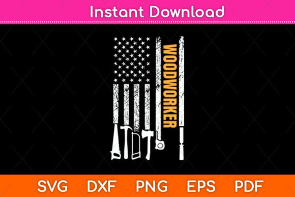 American Flag Woodworker Funny Graphics & Crafts