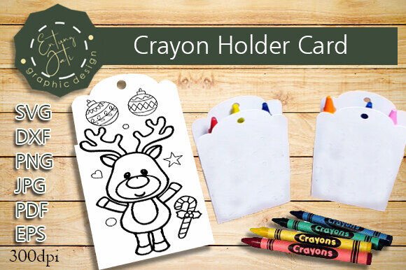 Christmas Deer Card Holder Crayon Graphics for Crafts