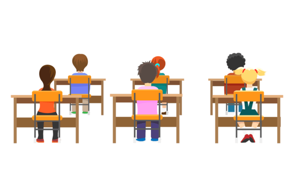 Classroom Students Back View: Graphics for Crafts