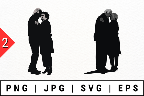 Elderly Couple Silhouettes: Graphics for Crafts