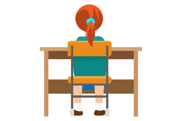 Girl Pupil Back View Graphics for Crafts