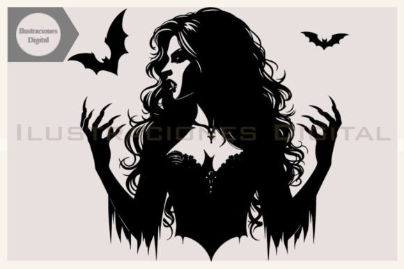 Halloween Lady Vampire Graphics for Crafts
