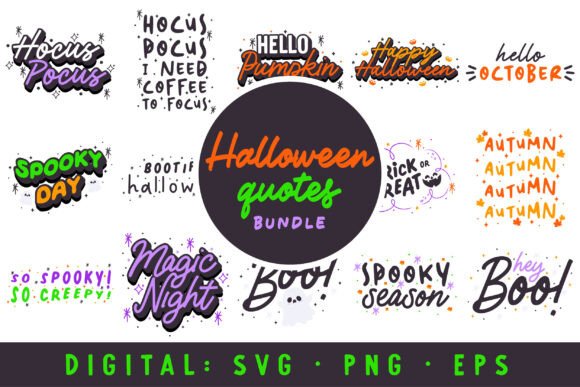 Halloween Quotes Bundle: Graphics for Crafts