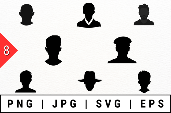 Male Silhouette Heads Vector Art for Crafts & Graphics