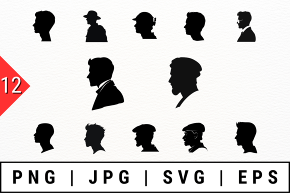 Male Silhouette Profile Vector Art Set: Graphics for Crafts