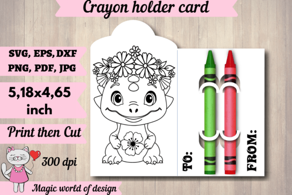 Summer Dino Crayon Holder: Graphics for Crafts