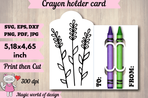 Wildflowers Lavender Crayon Holder Card Graphics for Crafts